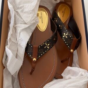 Louis Vuitton Brown and Black Sandals